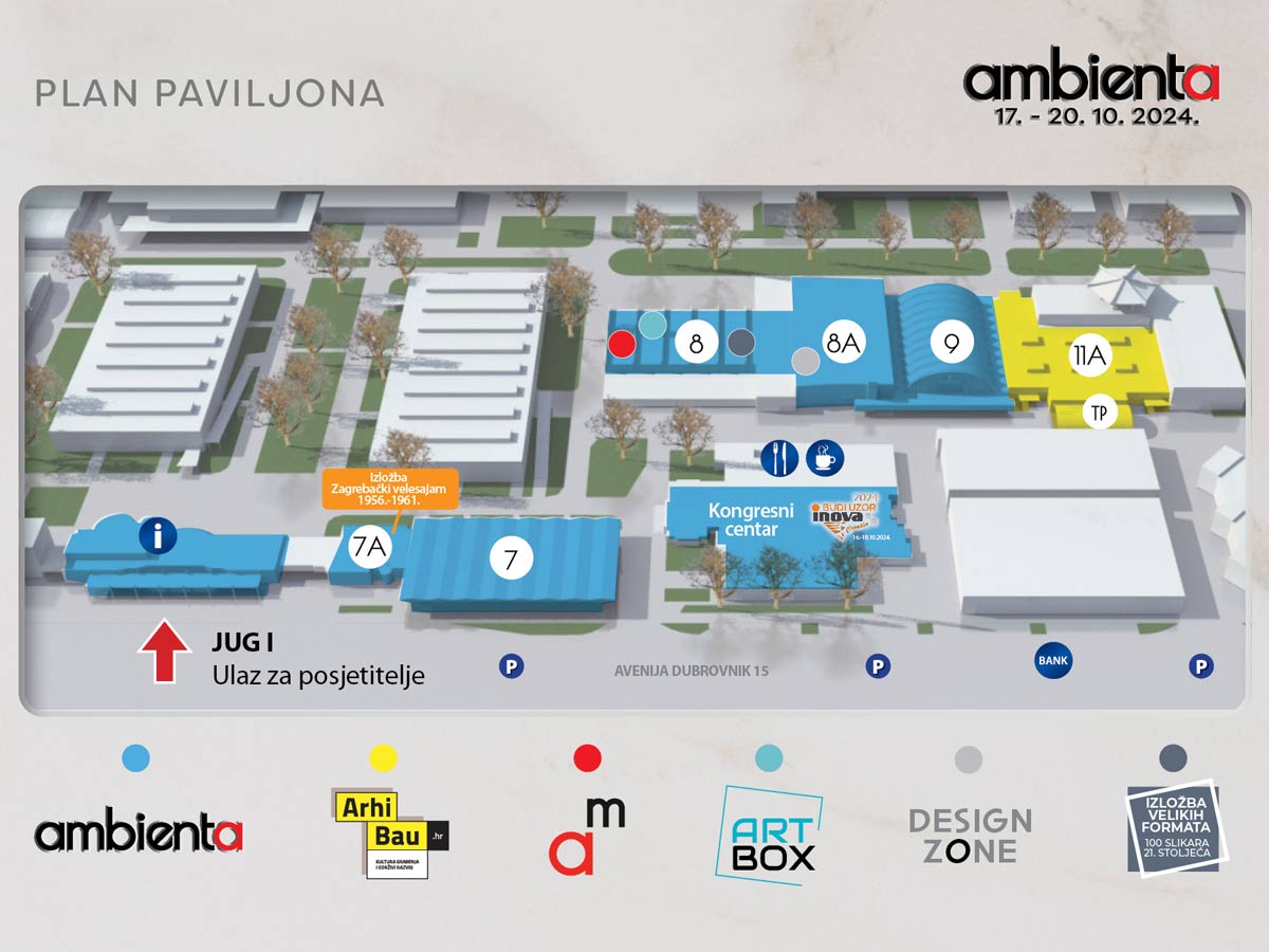 Ambienta 2024, nacionalni sajam namještaja, dizajna interijera i opremanja prostora, plan paviljona